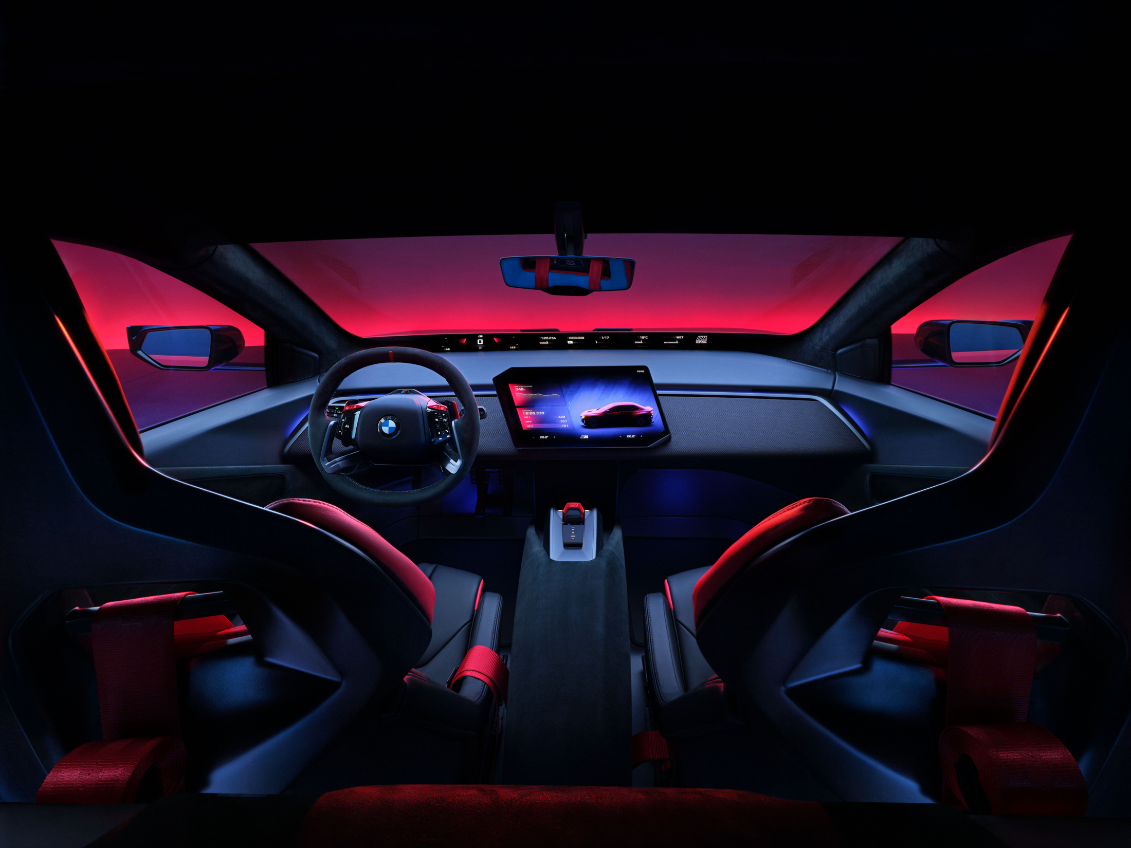 Cockpit du BMW M Concept Neue Klasse vu depuis les sièges arrière