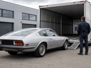 Sportive de collection argent inspectée avant son importation en France