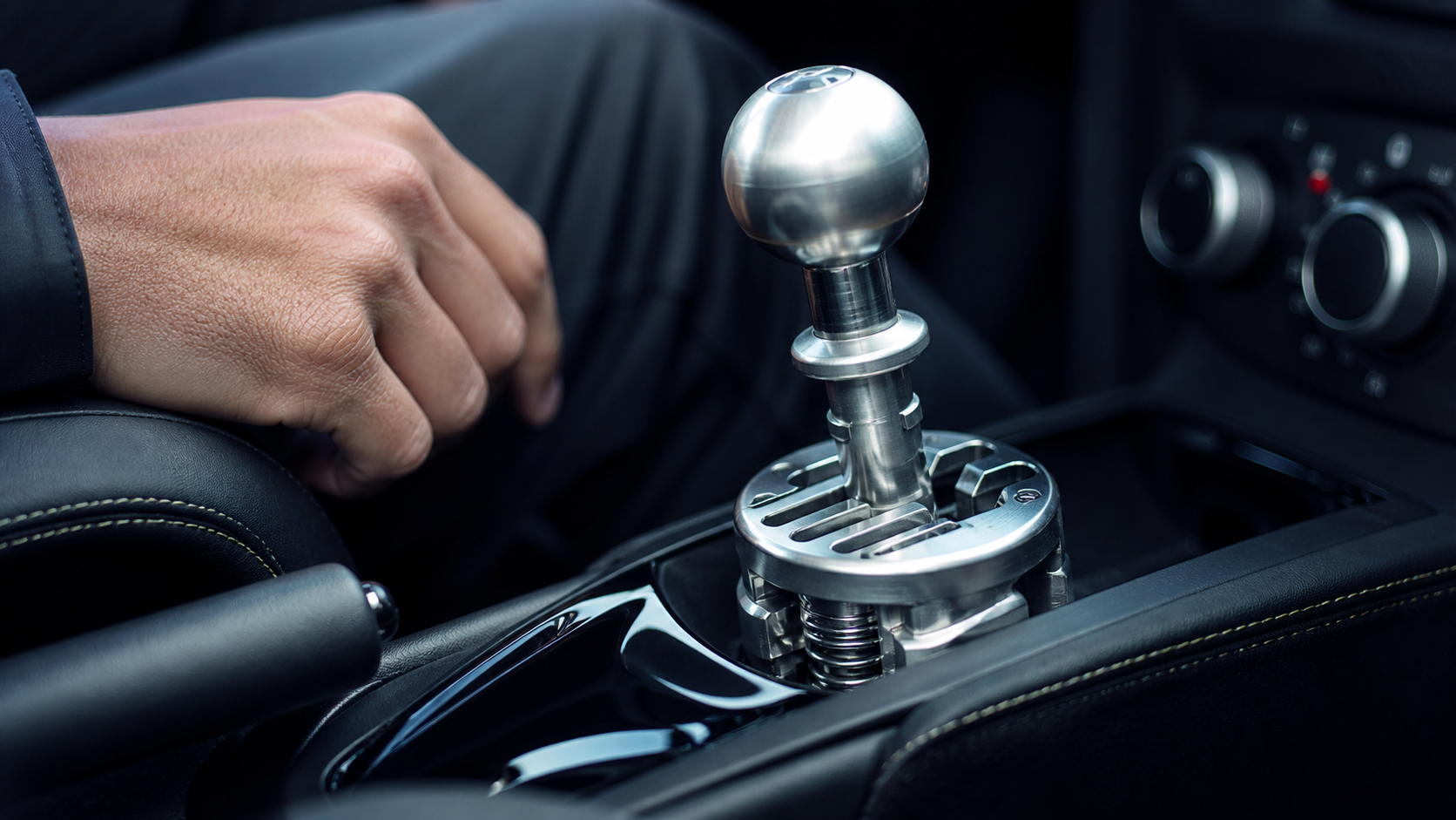 Levier de vitesses manuel métallique dans une Lotus Emira V6 SE