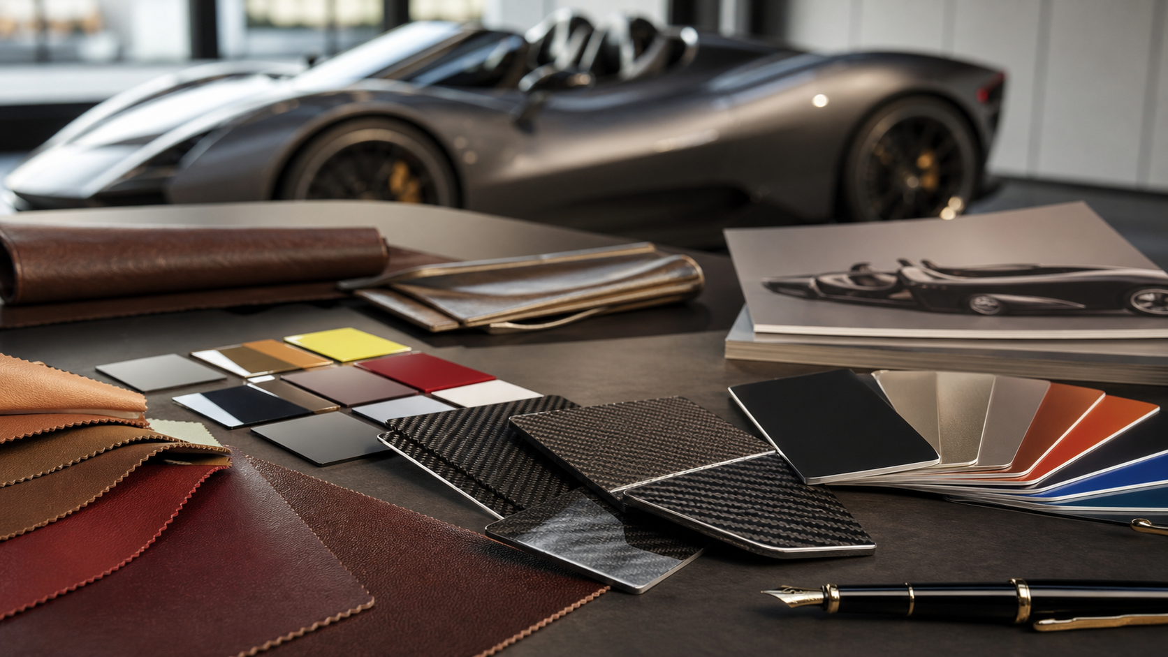 Échantillons de configuration et matériaux carbone pour une hypercar de collection