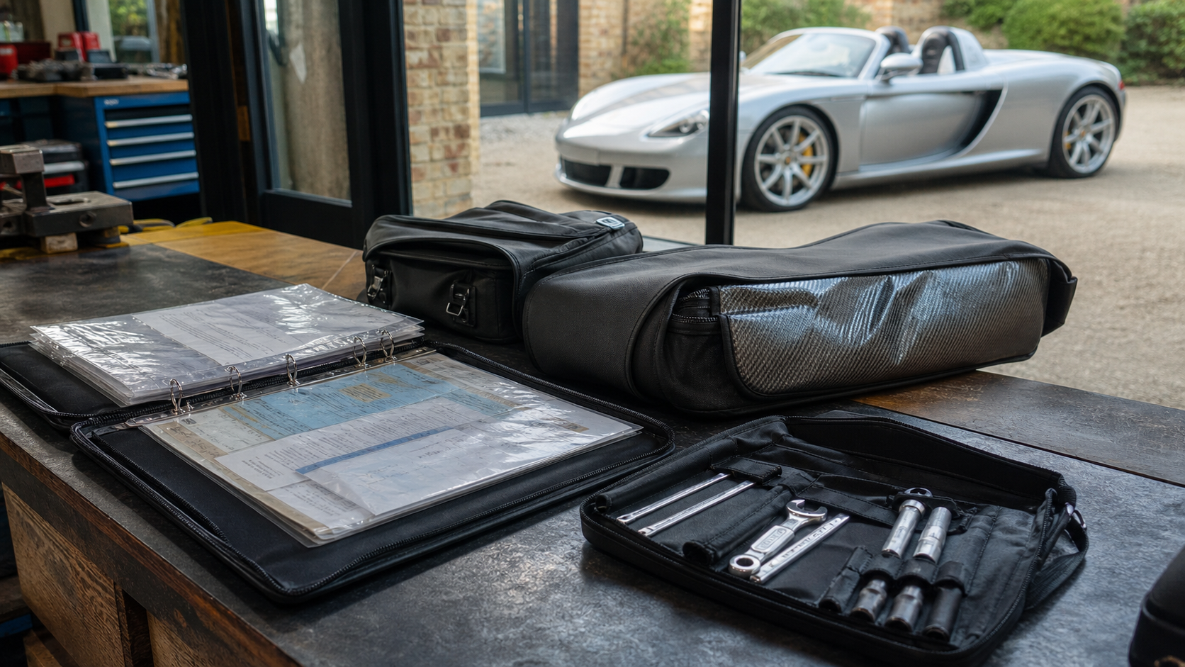 Dossier historique et accessoires d’une supercar de collection