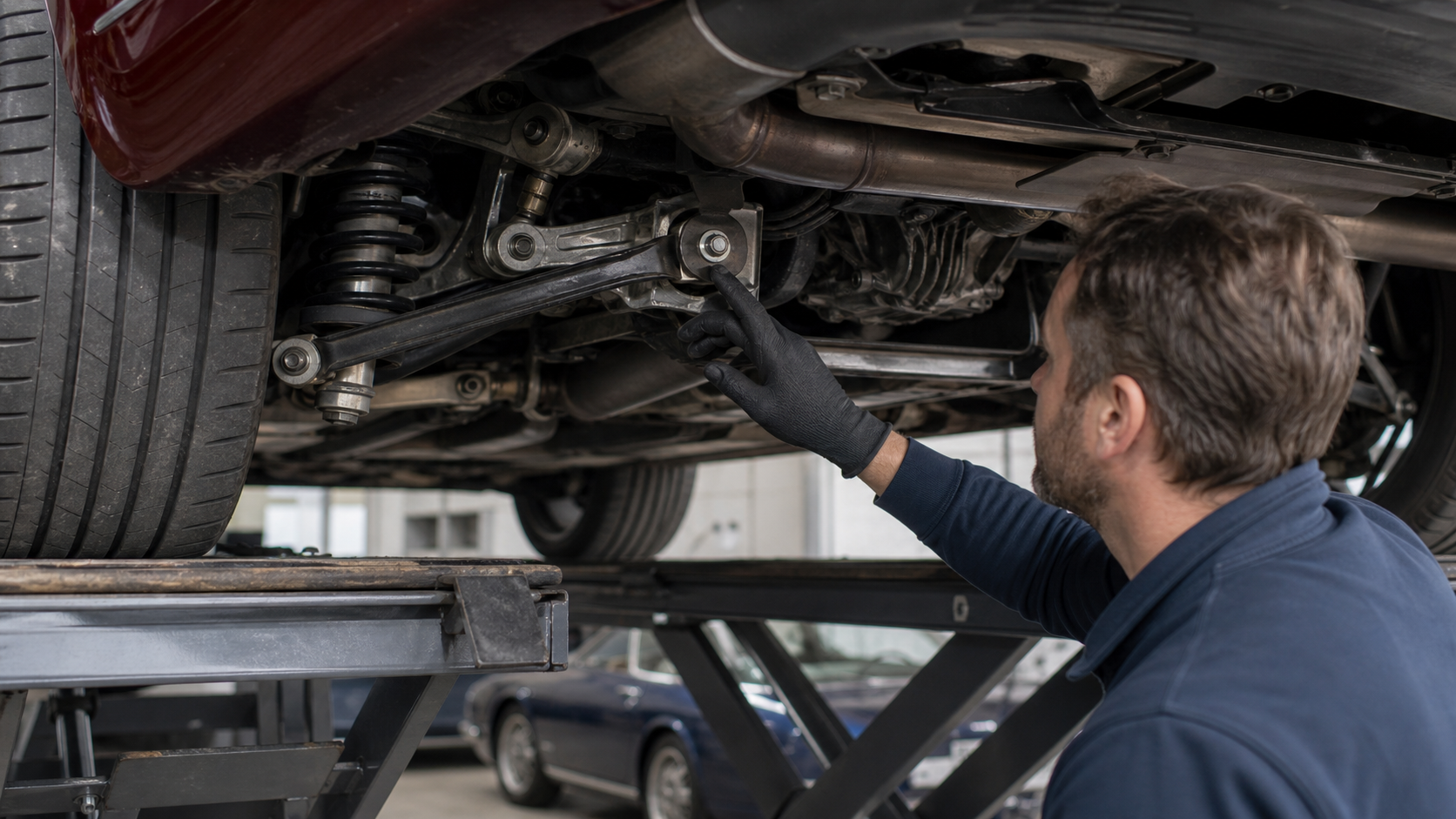 Détail de recharge sur un SUV électrique premium inspecté en atelier